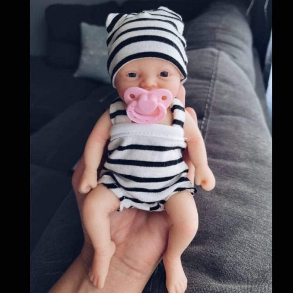 7 Inch Pink Mini Realistic Newborn Stress Adult Hand Made 2 Set Cloth Baby Doll